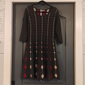 Danny & Nicole Black and Red Geometric Dress